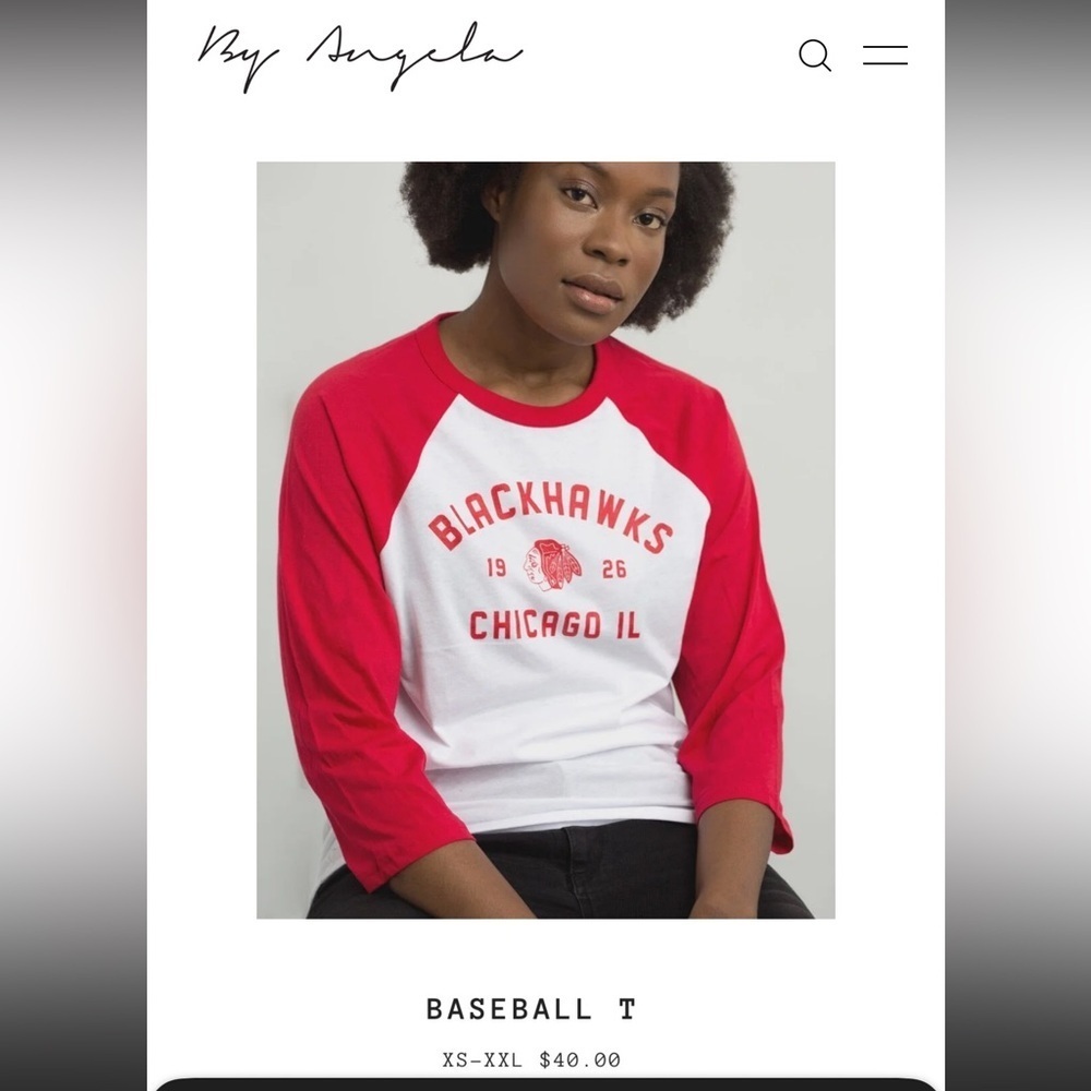 Line Change x Blackhawks Baseball Tee Tshirt size small women’s by Angela Price* - Picture 5 of 5